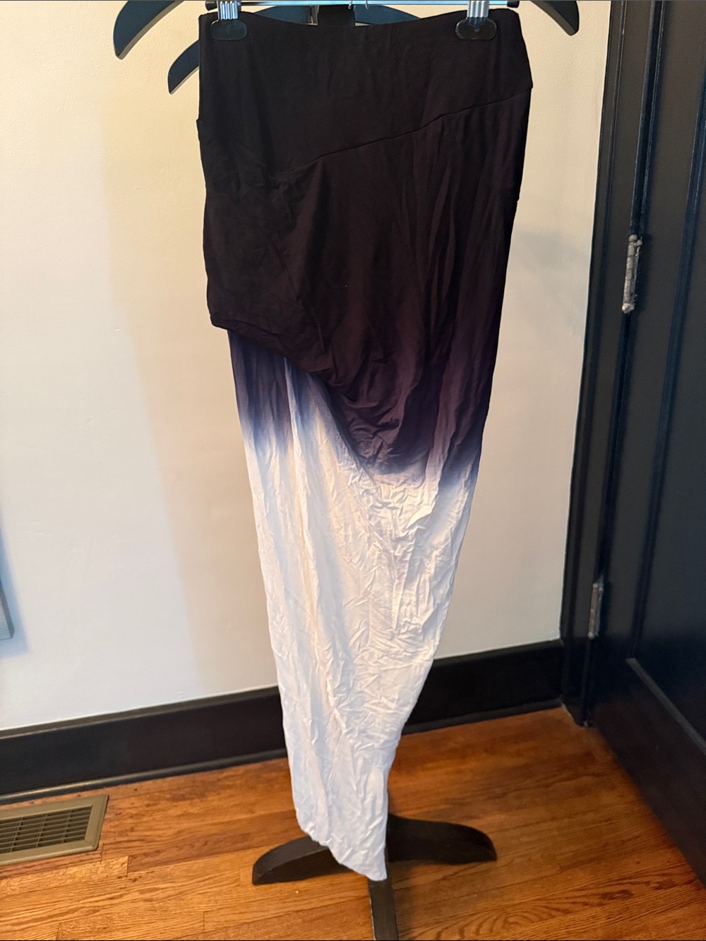 Young Fabulous & Broke Black to White Asymmetrical Ombre Maxi Skirt